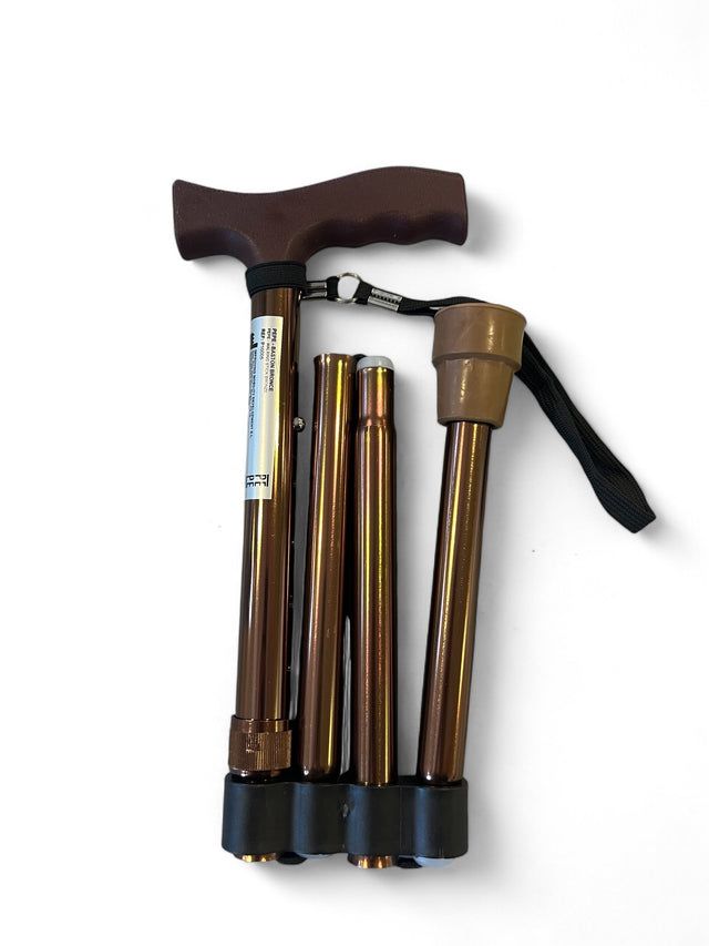 Foldbar bronzestok - Ergonomisk, let og helt unik. Justerbar højde fra 80 - 92 cm - Seniorpleje - Stokke - Hjälpmedelsteknik - SPL - PEP02 -