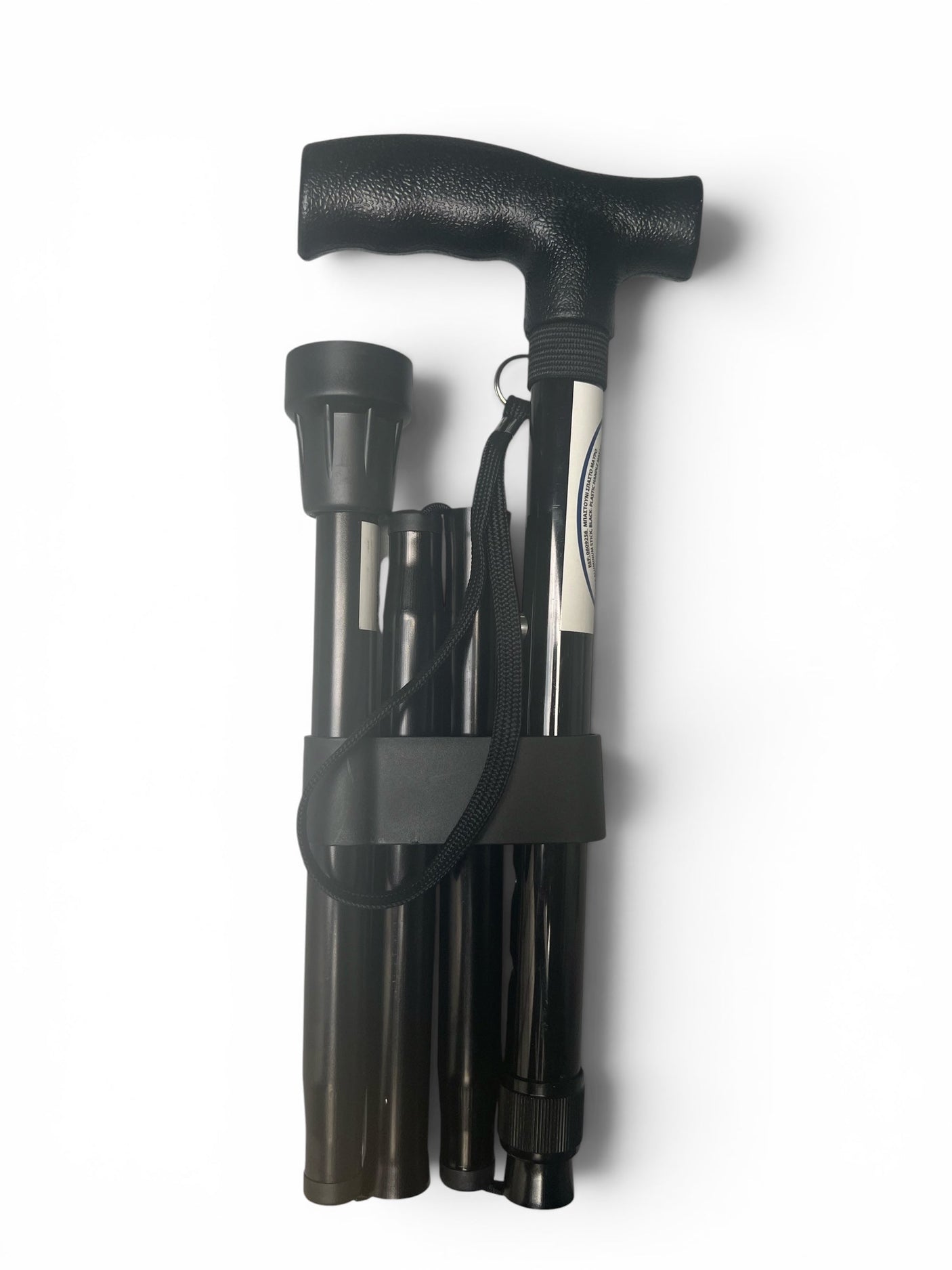 Foldbar sort stok – let, justerbar og skridsikker vandrestok. 83 - 93 cm - Seniorpleje - Stokke - MOBIAK - MOK-0809256 - -
