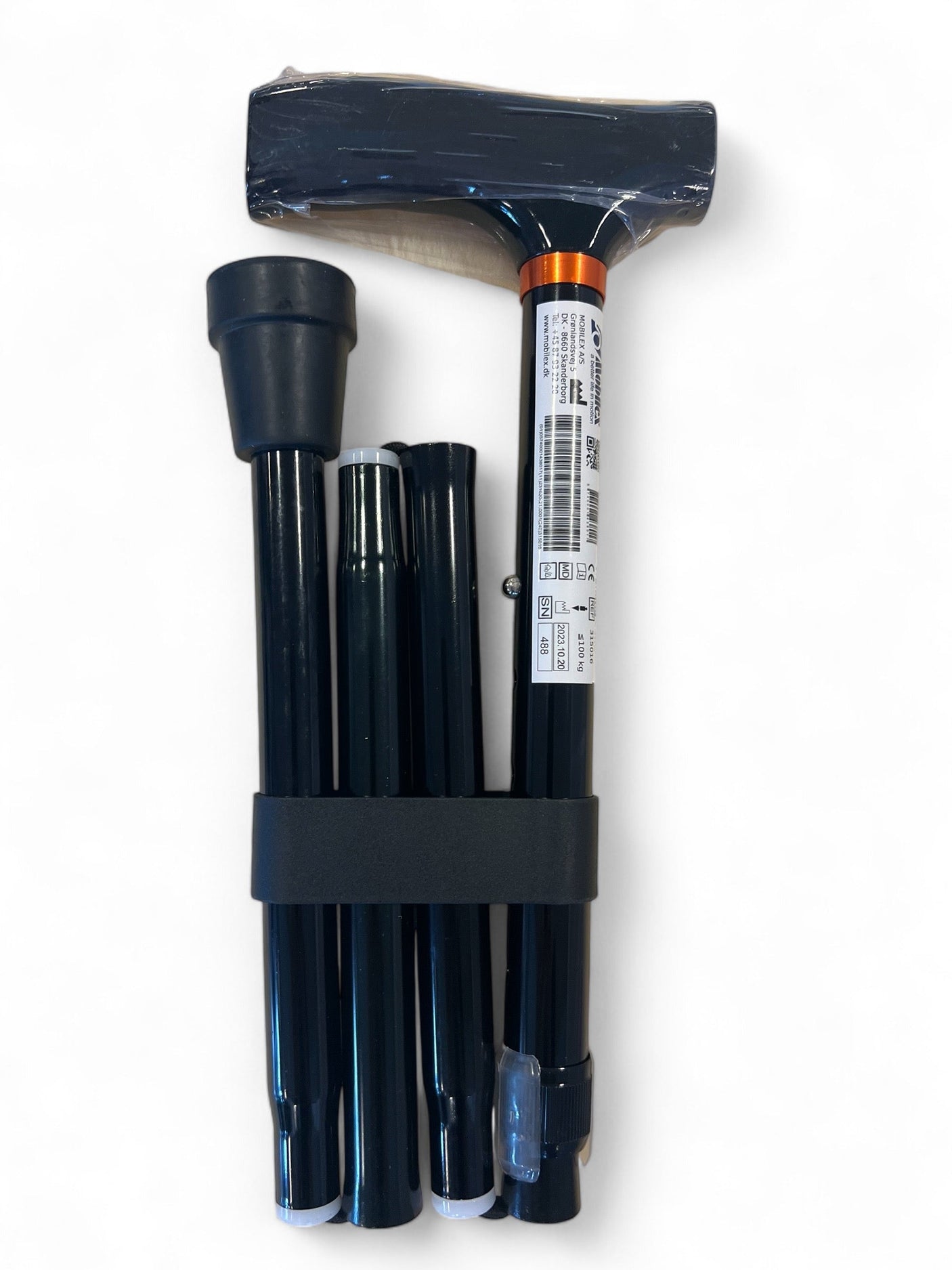 Foldbar stok i aluminium, smart og højdejusterbar 85 - 95 cm. Køb den her! - Seniorpleje - Foldbare stokke - Mobilex - MBX - 315016 -