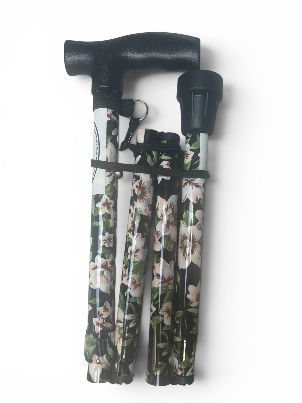 Foldbar stok med hvide blomster – Let, justerbar og skridsikker vandrestok - Seniorpleje - Stokke - MOBIAK - - -
