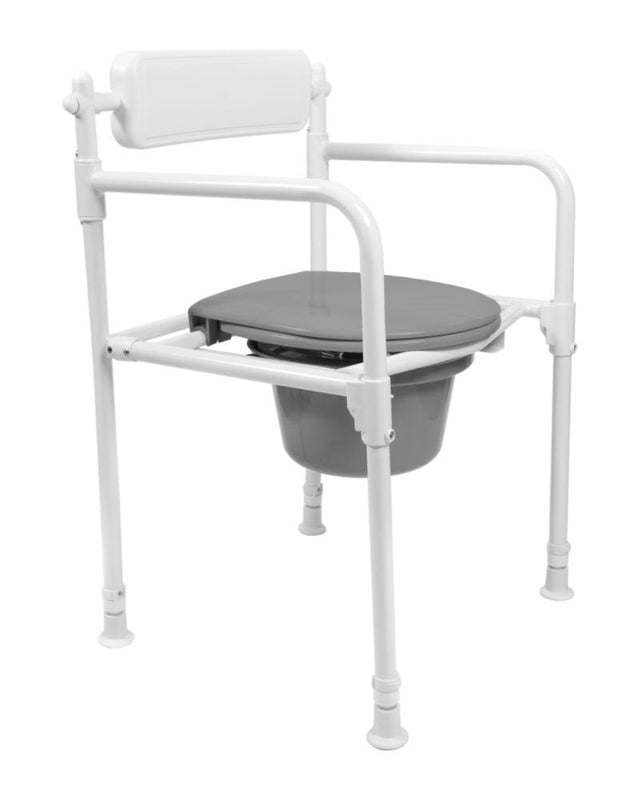 Foldbar t& transpotabel oiletstol med tømbar spand/potte – Letvægtsmodel i hvid/grå - Seniorpleje - Toiletforhøjere - Mobilex - MBX - 302011 -