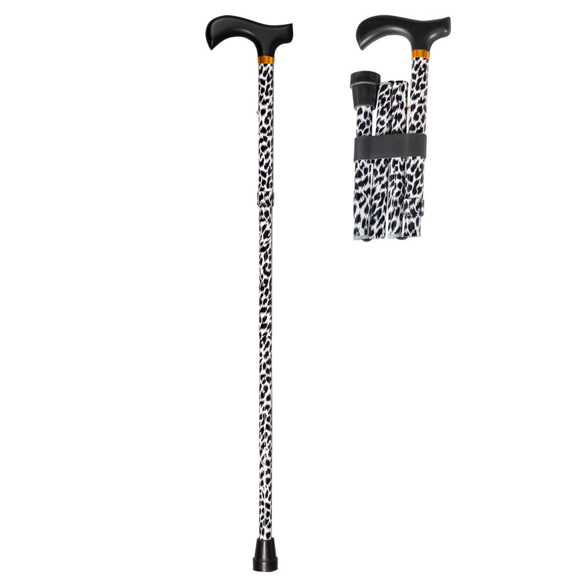 Foldbar zebra stok – Let, justerbar og skridsikker vandrestok i aluminium - Seniorpleje - Stokke - MOBIAK - MOK-0809261 - -