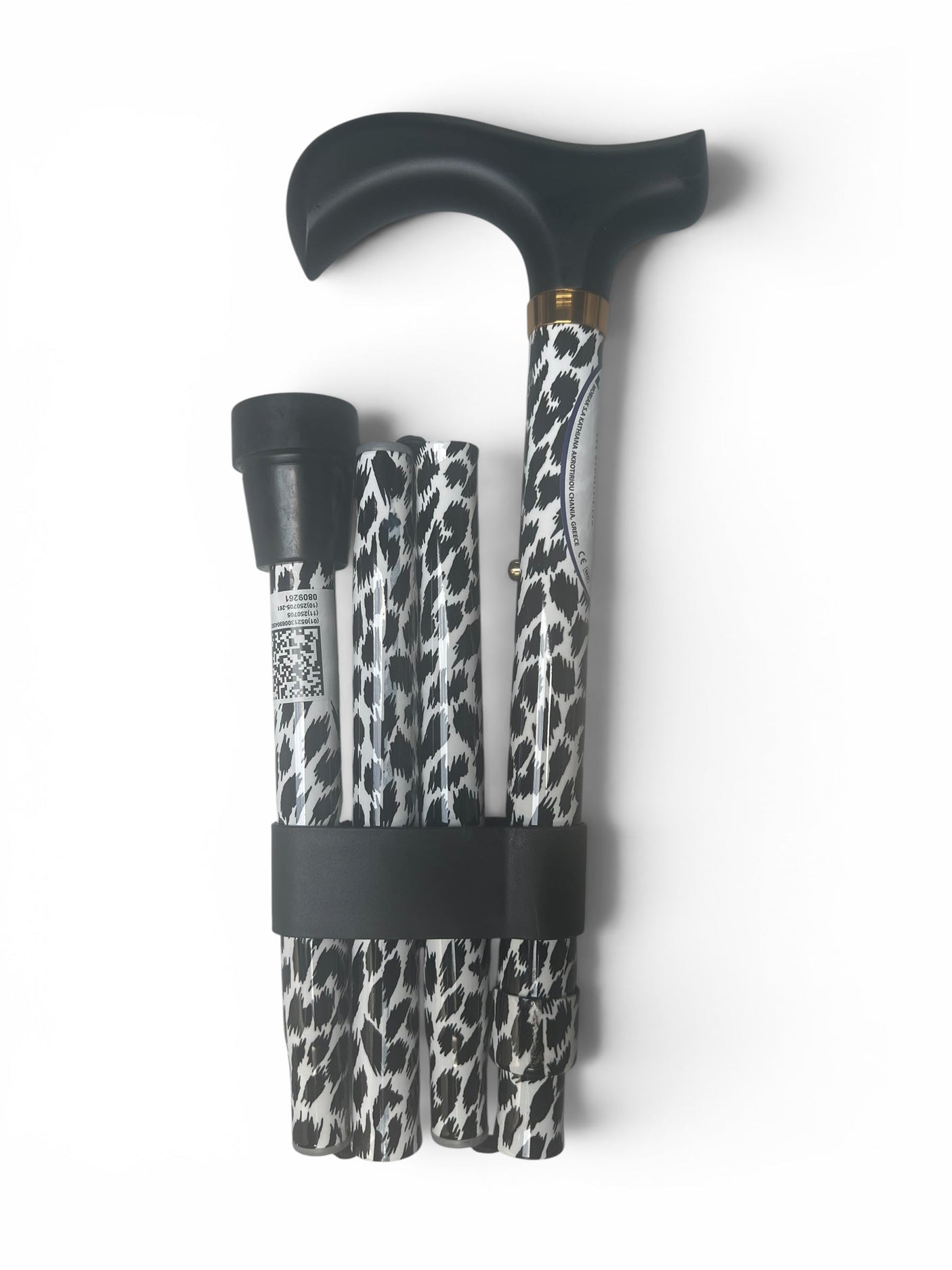 Foldbar zebra stok – Let, justerbar og skridsikker vandrestok i aluminium - Seniorpleje - Stokke - MOBIAK - MOK-0809261 - -