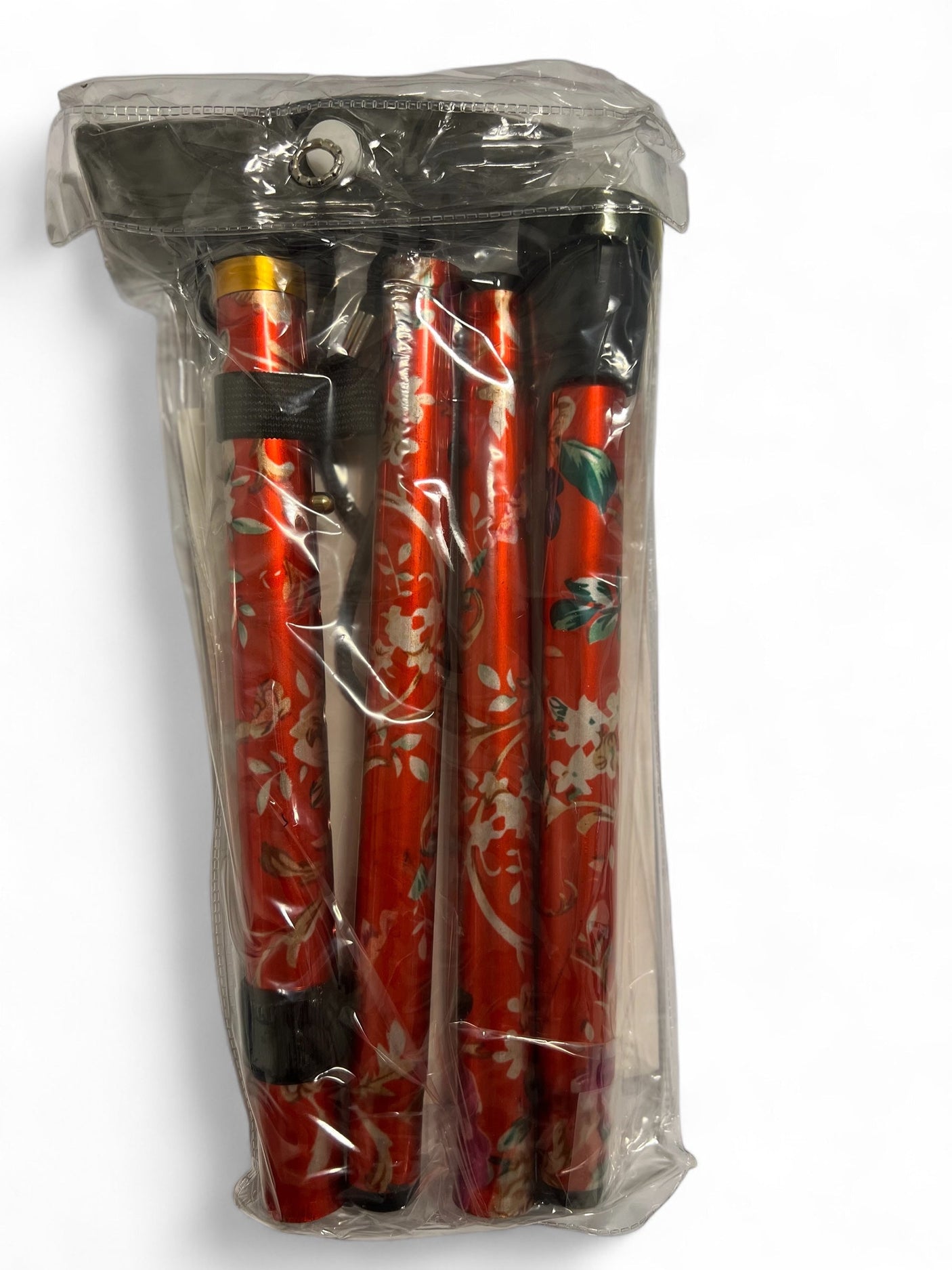 GLITTER foldbar stok – Let, justerbar & elegant gangstok i flere forskellige farver - Seniorpleje - Foldbare stokke - Seniorpleje - SPL-SUPR03 - - Rød - blomstret -