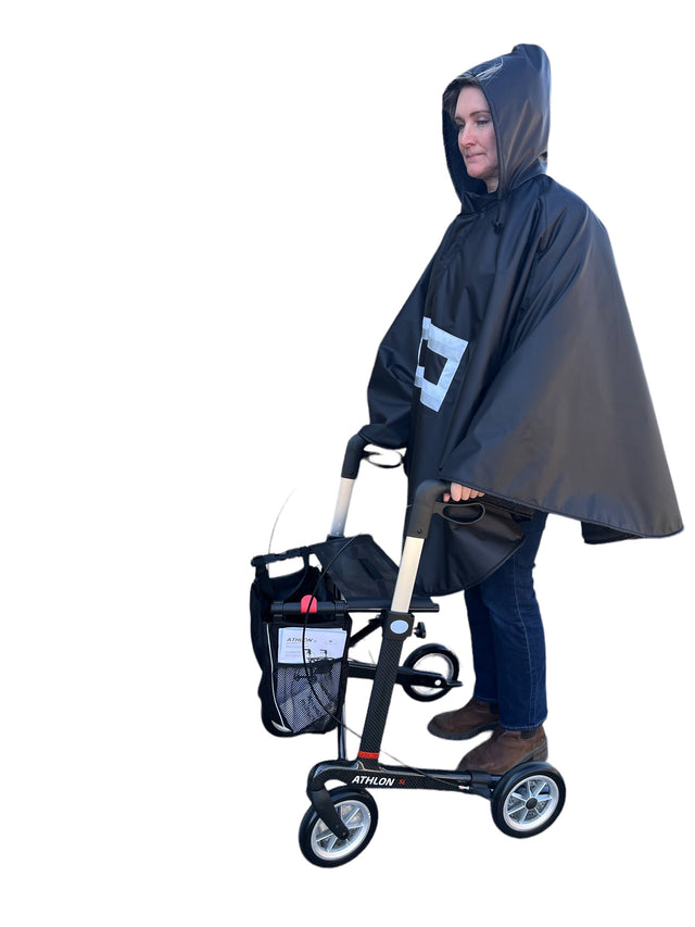 Poncho “SPORT- FLEECE” med indvendig blød fleece - til rollator, cykel & fodgænger - Seniorpleje - Poncho - Orgaterm - OGT-207851SP-grösse4-rot - RØD/ model 1 - -