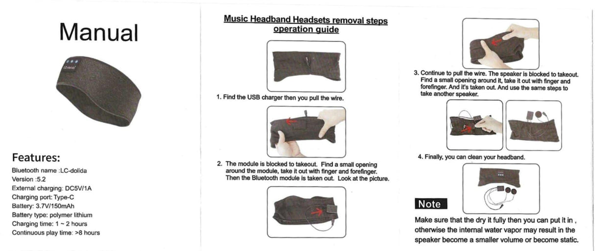 Sov godt - Elastisk hovedbånd med Bluetooth, høretelefoner & mikrofon. 5.0 (musik) - Seniorpleje - sovemaske - Seniorpleje - SPLSZH - 01 - Sort -