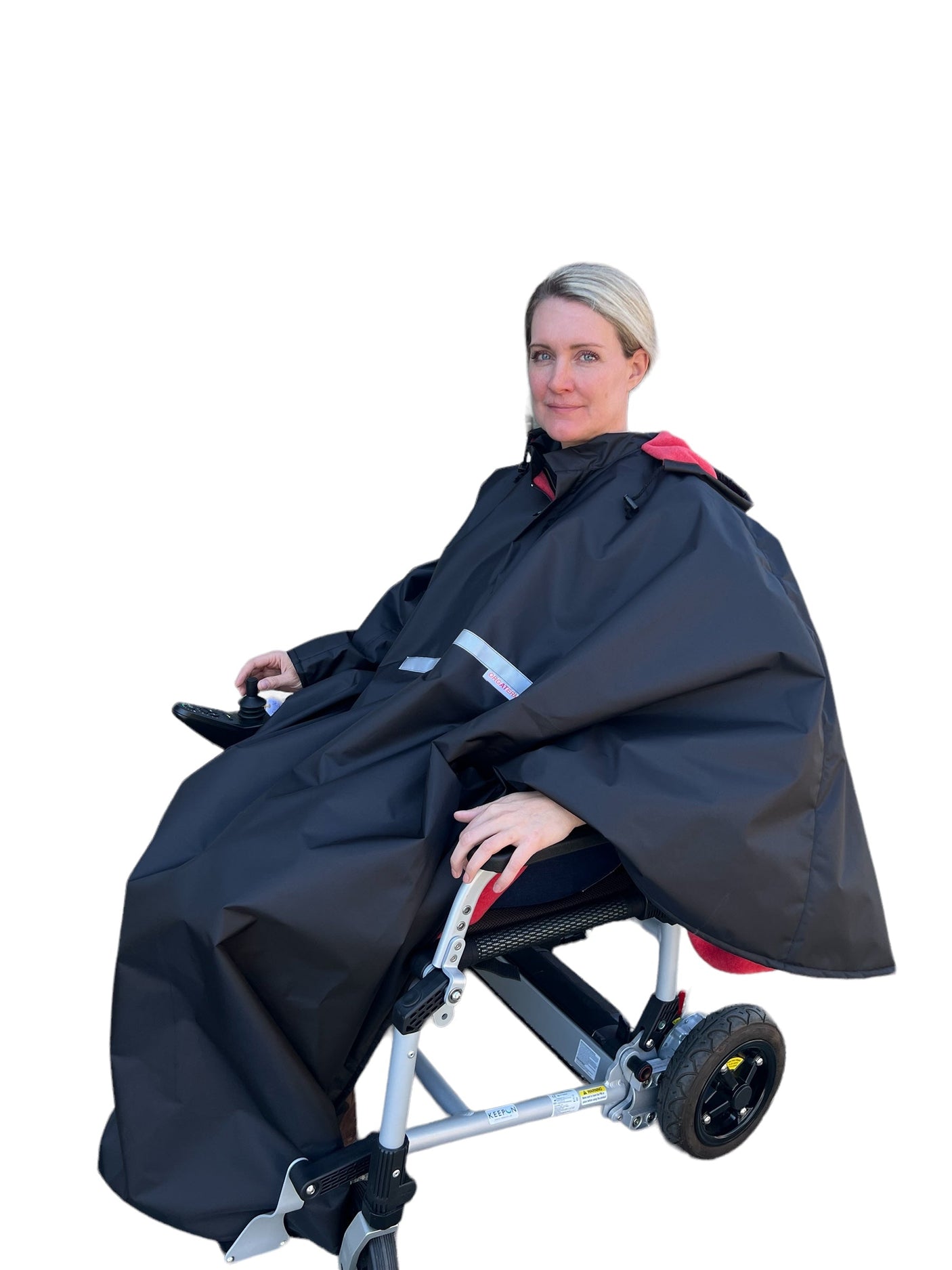 Vandtæt poncho med blød fleece til kørestolsbrugere - Beskyttelse mod regn og kulde - 3 str - Seniorpleje - Beklædning - Orgaterm - OGT-207803 - SMALL/SIZE 3 (BLÅ/GRÅ) - -