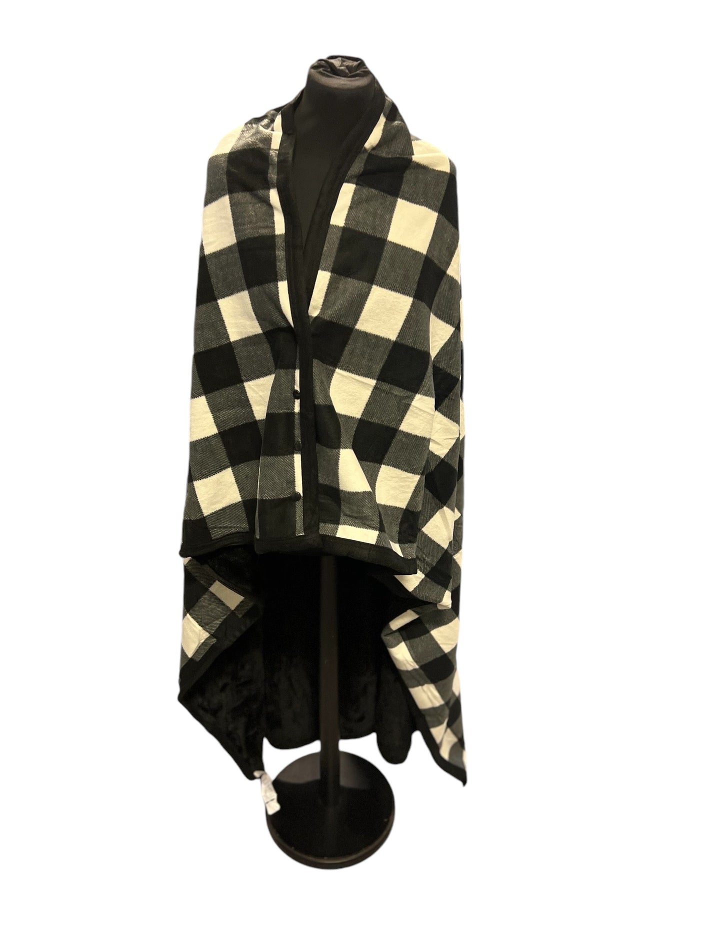 XL - Poncho i Blød Babyfleece - Multifunktionelt Poncho og Tæppe i Én - Seniorpleje - Poncho - Seniorpleje - SPL - SIV01 - SORT -