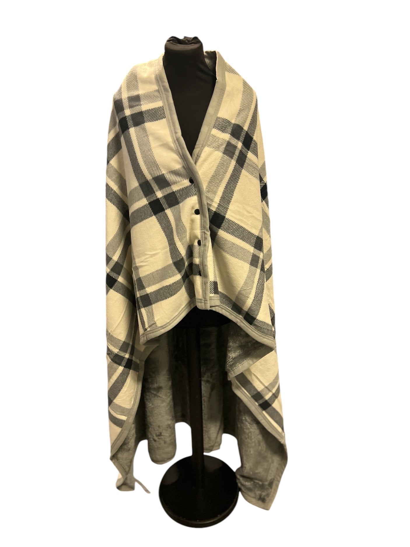 XL - Poncho i Blød Babyfleece - Multifunktionelt Poncho og Tæppe i Én - Seniorpleje - Poncho - Seniorpleje - SPL - SIV03 - GRÅ -