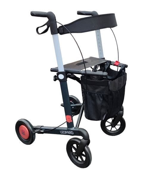 “ROLLO-GUARD LEOPARD”. Letvægtsrollator med unikt bremsesystem - max sikkerhed - Seniorpleje - Udendørs rollatorer - Mobilex - MBX-312U33 - Large (sædehøjde 62cm) - -