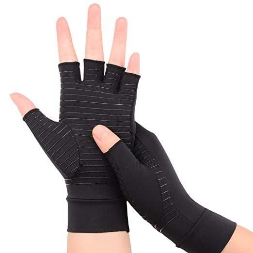Varmende handsker med kompression & kobber - Unisex med grip. 2 modeller - Seniorpleje - Kompressionshandsker - Seniorpleje - SPL-Drart04 - KORT - SMALL - -