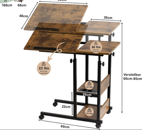 WOODY Sengebord og Sidebord - Justerbar højde & Vinkler