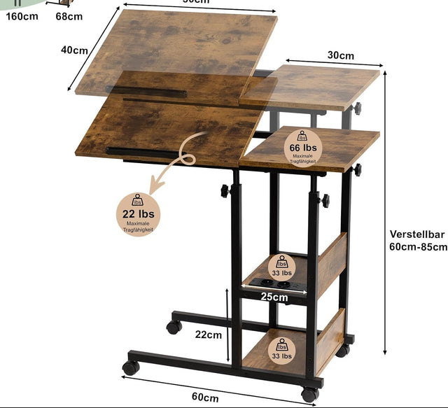 WOODY Sengebord og Sidebord - Justerbar højde & Vinkler