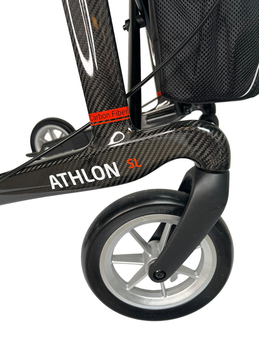 “ATHLON SL”, kulfiber rollator - Super lækker, smart og ultra let. Vejer kun 5,1 kg - Seniorpleje - Udendørs rollatorer - Rehasense - RHS-CRBKM550UP - Sort med bløde hjul -55 cm. -