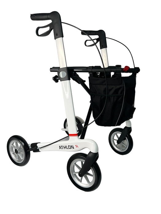 “ATHLON SL”, kulfiber rollator - Super lækker, smart og ultra let. Vejer kun 5,1 kg - Seniorpleje - Udendørs rollatorer - Rehasense - RHS-CRSGL600UP - Grå med bløde hjul -62 cm. -