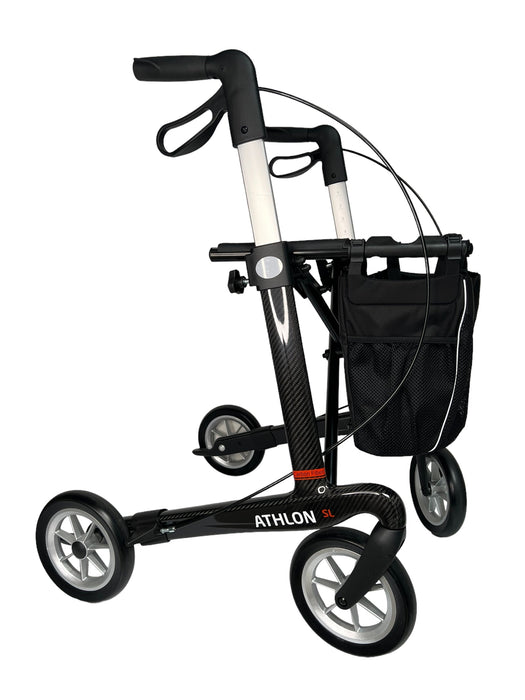 “ATHLON SL”, kulfiber rollator - Super lækker, smart og ultra let. Vejer kun 5,1 kg - Seniorpleje - Udendørs rollatorer - Rehasense - RHS-CRSGL600UP - Grå med bløde hjul -62 cm. -