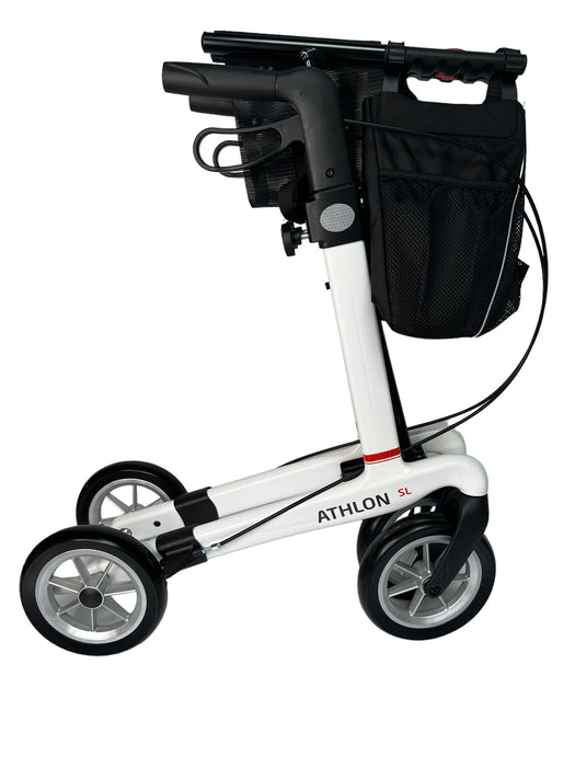 “ATHLON SL”, kulfiber rollator - Super lækker, smart og ultra let. Vejer kun 5,1 kg - Seniorpleje - Udendørs rollatorer - Rehasense - RHS-CRWRM550UP - Rød med bløde hjul -55 cm. -