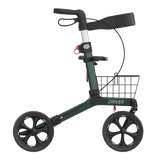 DRIVER foldbar rollator med sæde – Transportabel, mørkegrøn med soft hjul og kurv - Seniorpleje - Letvægts rollatorer - Seniorpleje -  -  - 