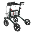 DRIVER foldbar rollator med sæde – Transportabel, mørkegrøn med soft hjul og kurv - Seniorpleje - Letvægts rollatorer - Seniorpleje -  -  - 
