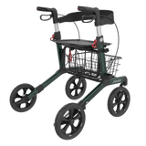 DRIVER foldbar rollator med sæde – Transportabel, mørkegrøn med soft hjul og kurv - Seniorpleje - Letvægts rollatorer - Seniorpleje -  -  - 