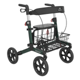 DRIVER foldbar rollator med sæde – Transportabel, mørkegrøn med soft hjul og kurv - Seniorpleje - Letvægts rollatorer - Seniorpleje -  -  - 