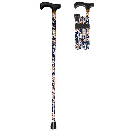 Foldbar stok med hvide blomster – Let, justerbar og skridsikker vandrestok - Seniorpleje - Stokke - MOBIAK -  -  - 