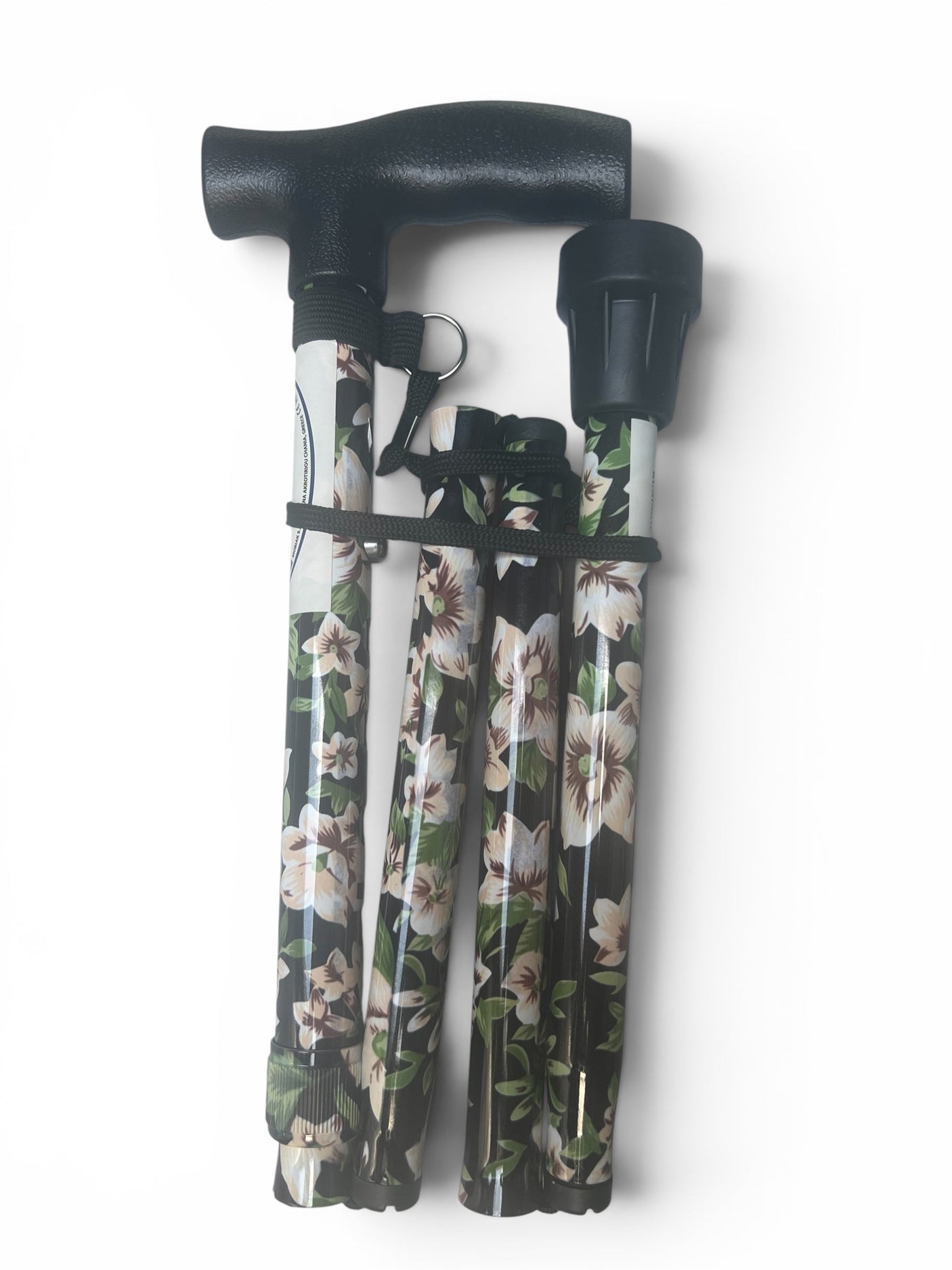 Foldbar stok med hvide blomster – Let, justerbar og skridsikker vandrestok - Seniorpleje - Stokke - MOBIAK -  -  - 