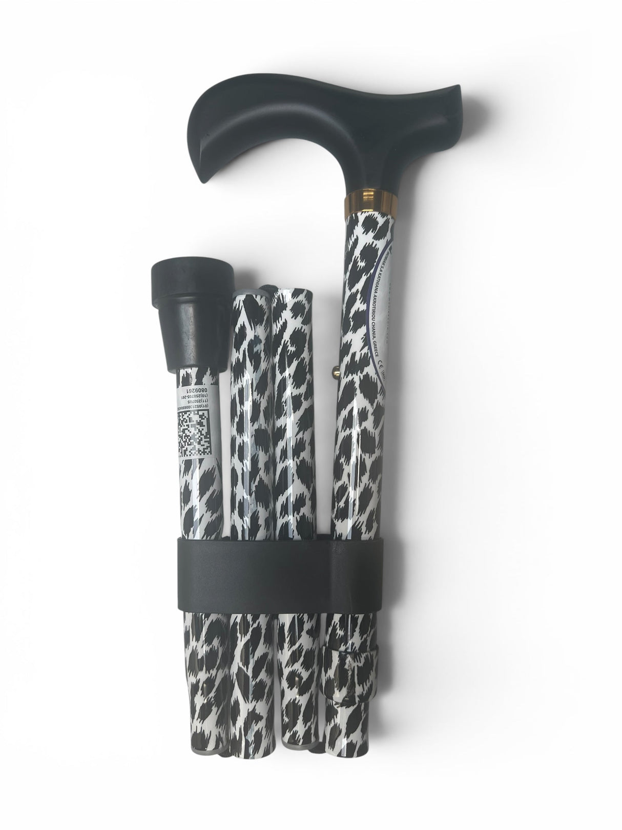 Foldbar zebra stok – Let, justerbar og skridsikker vandrestok i aluminium - Seniorpleje - Stokke - MOBIAK - MOK-0809261 -  - 