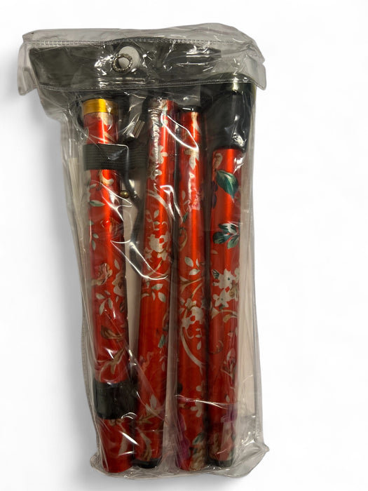 GLITTER foldbar stok – Let, justerbar & elegant gangstok i flere forskellige farver - Seniorpleje - Foldbare stokke - Seniorpleje - SPL-SUPR03 -  - Rød - blomstret - 
