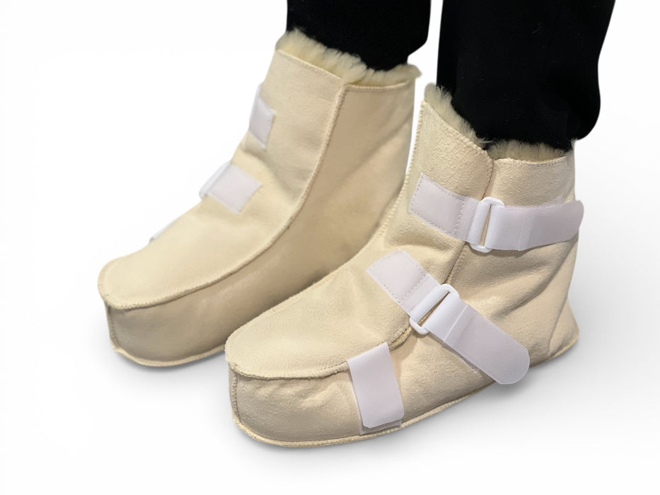"Lammesko" - Super varm og blød lammeskindsstøvle, 3 velkrobånd (naturfarvet) - Seniorpleje - Støvler - Kaiser - KAI-902036 -  - Størrelse 36 - 37 - 