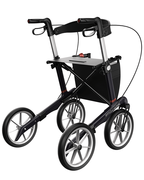 Panda Royal - Letvægtsrollator i kulfiber med store støddæmpende hjul (mørkelilla) - Seniorpleje - Udendørs rollator - Mobilex - MBX - 312602 - 