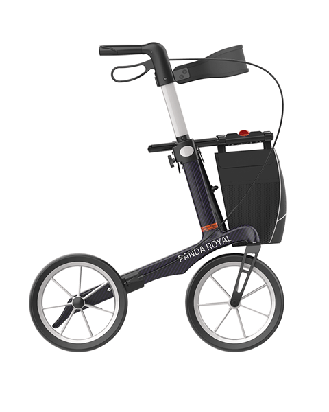 Panda Royal - Letvægtsrollator i kulfiber med store støddæmpende hjul (mørkelilla) - Seniorpleje - Udendørs rollator - Mobilex - MBX - 312602 - 