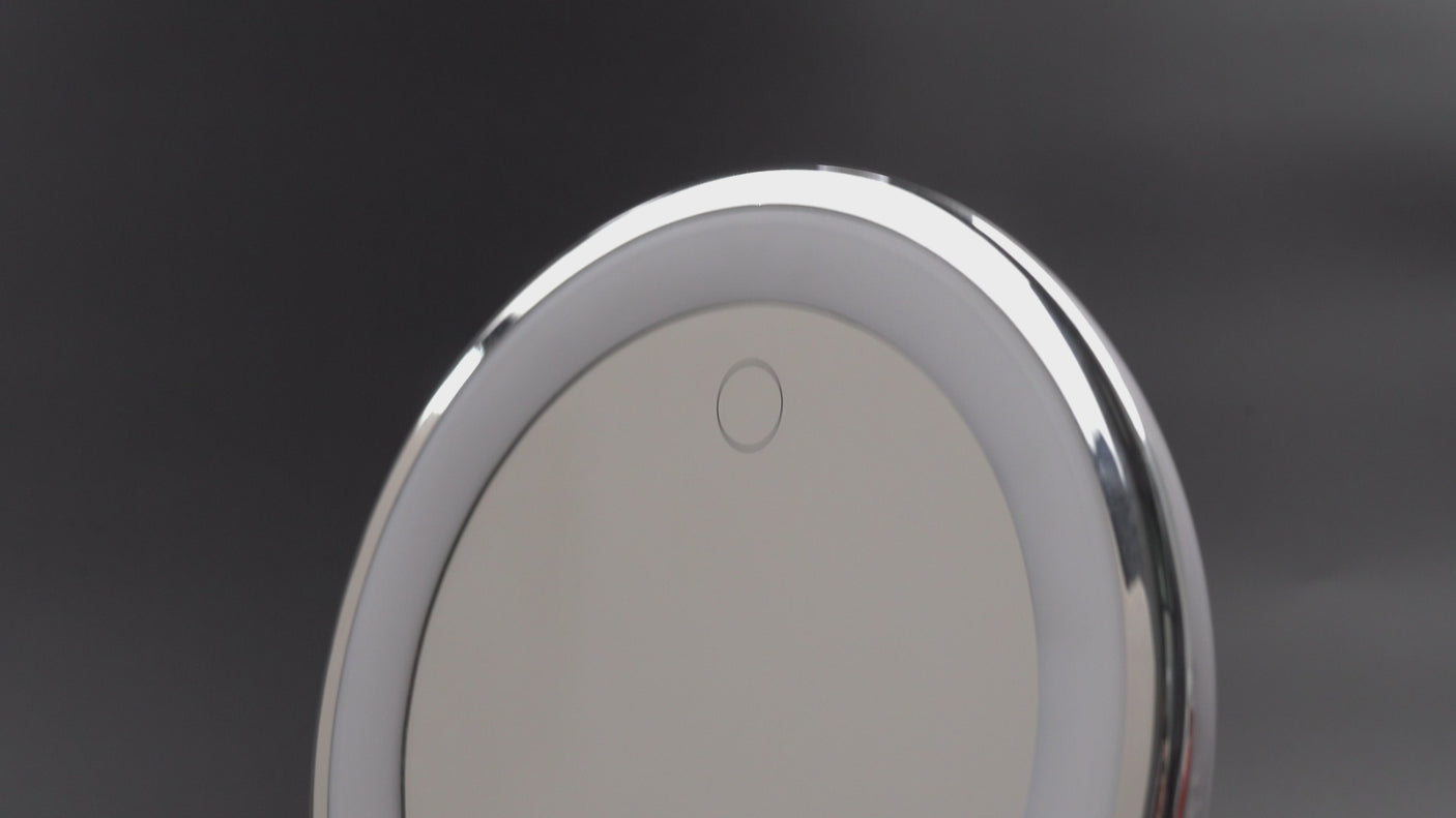 Ansigtsspejl/ makeupspejl med 10 x forstørrelse & LED lys. Oplades med USB + batteri