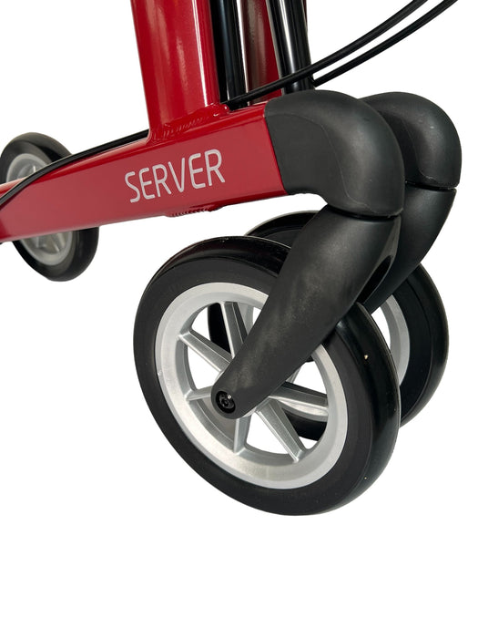 “SERVER” aluminium rollator - smart, let og klassisk. 6 flotte farver - Seniorpleje - Udendørs rollatorer - Rehasense - RHS-SRWRM550UP - Medium -Rød (bordeaux) -