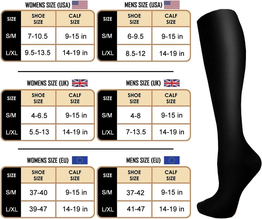 Smarte kompressionsstrømper – Støtte mod hævede fødder og nedsat blodcirkulation - Seniorpleje - Støttestrømpe - Seniorpleje - SPL - ACT01 - Sort med tern - S - M - 