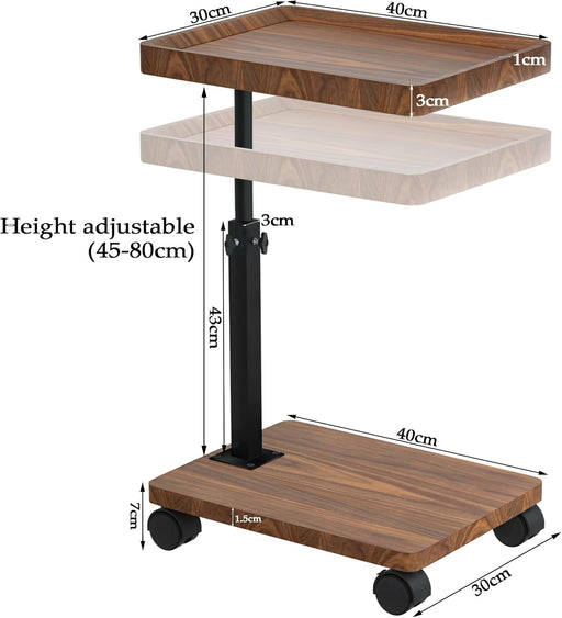 "WALNUT" - Højdejusterbart sengebord med 360° roterbar bordplade - Seniorpleje - Sengebord - Seniorpleje - SPL - EST01 - 