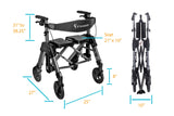 WONDER XXL Rollator – Op til 204 kg - Seniorpleje - Udendørs rollatorer - RST-W4360BW