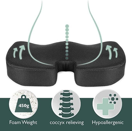 “AIR-FLOW” Siddepude til bil & kontorstol. Ergonomisk udskæring til optimal siddekomfort - Seniorpleje - Trykaflastende puder - Seniorpleje - BEAUAMZ-01 - - -