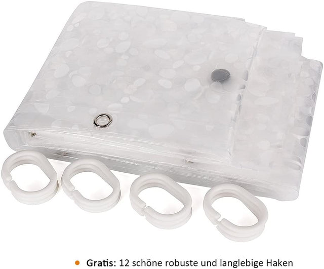 Antibakterielt badeforhæng med smukt ZEN-mønster - 183 x 200 cm. Neutral farve - Seniorpleje - Badeforhæng - Seniorpleje - SPL-WELT02 - - -