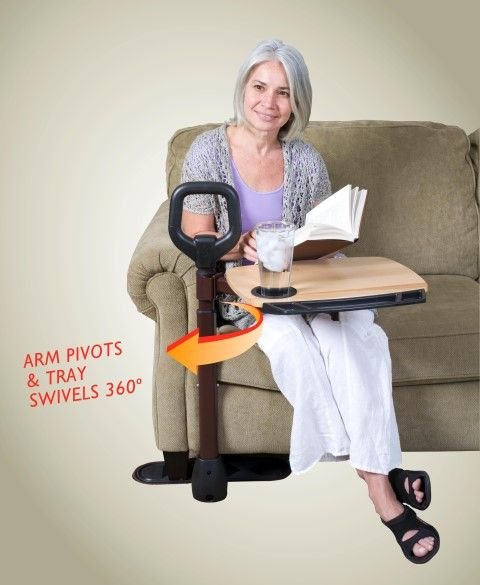 "Couch-Tray" - Nemt og sikkert støttehåndtag med bakke. Perfekt til seng & sofahygge! - Seniorpleje - Sofabord - Seniorpleje - RST-TRAY2050 - - -