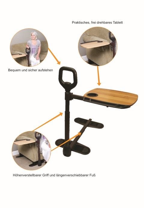 "Couch-Tray" - Nemt og sikkert støttehåndtag med bakke. Perfekt til seng & sofahygge! - Seniorpleje - Sofabord - Seniorpleje - RST-TRAY2050 - - -
