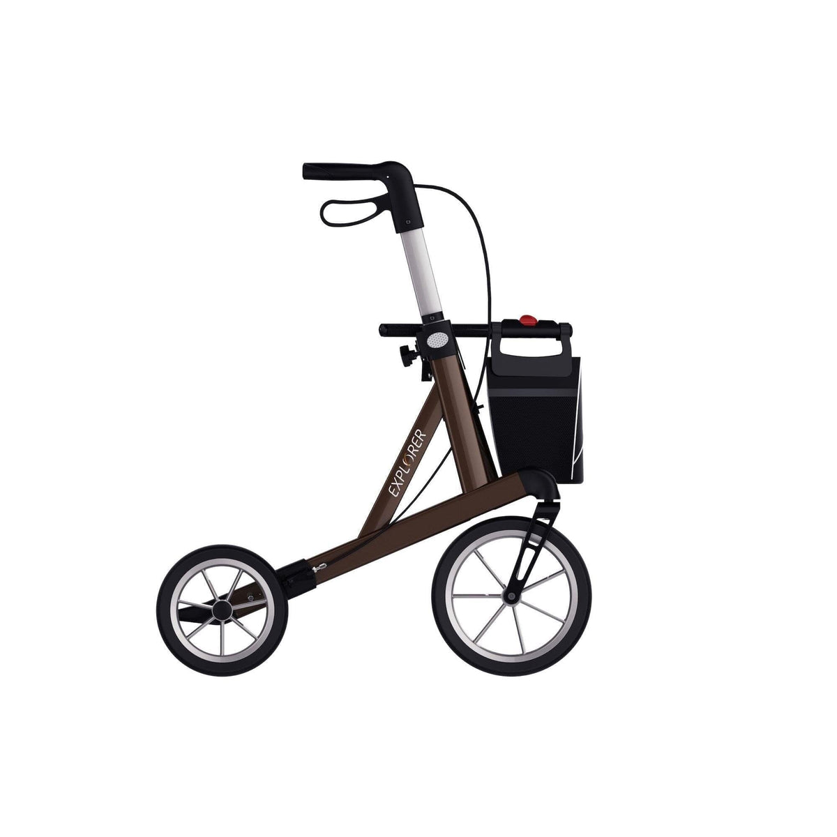 “EXPLORER” udendørsrollator - super til terræn, støddæmpende. OFFROAD - Seniorpleje - Udendørs rollatorer - Rehasense - RHS-ERBOM550 - Medium -Brun -