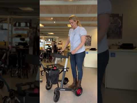 “ROLLO-SAFE bremserollator”. Letvægtsrollator med unikt bremsesystem. UNIK