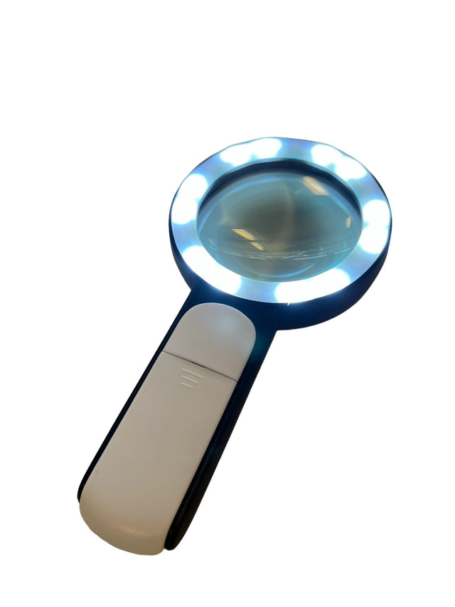 Luksus forstørrelsesglas x 30 med 18 LED-lys. 3 lys-kombinationer. Hvid eller rosegold - Seniorpleje - Forstørrelsesglas - Seniorpleje - SPL-Geh02 - Rose Gold - -