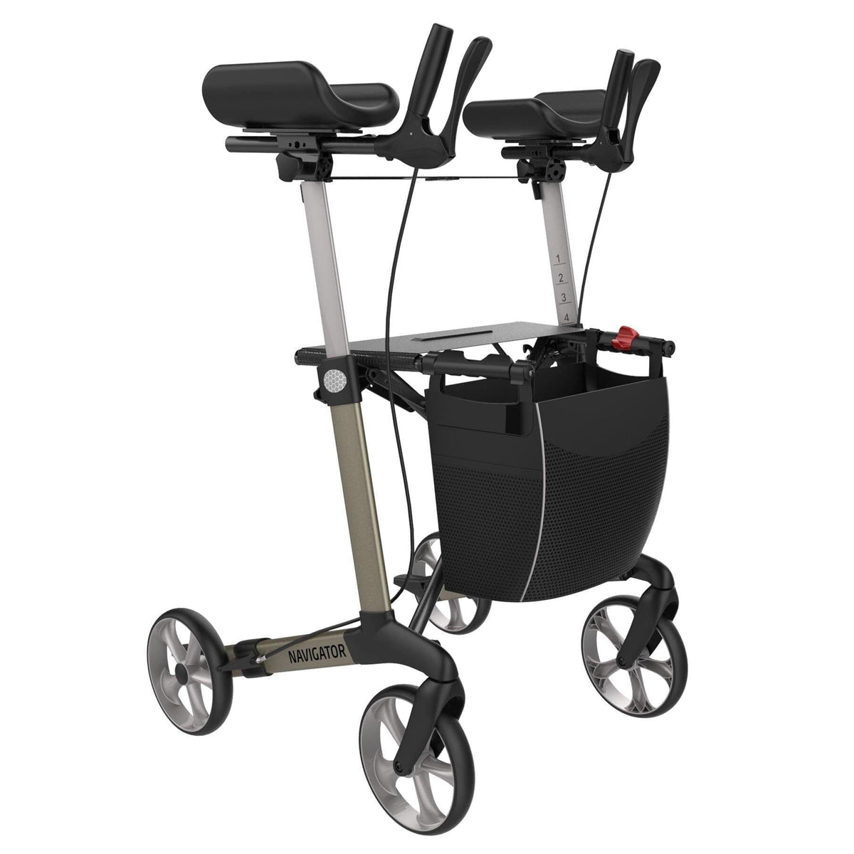 “NAVIGATOR” rollator med armstøtte - super lækker indendørs model - Seniorpleje - Indendørs rollatorer - Rehasense - RHS-NRRCHL600 - Large -62 cm. -