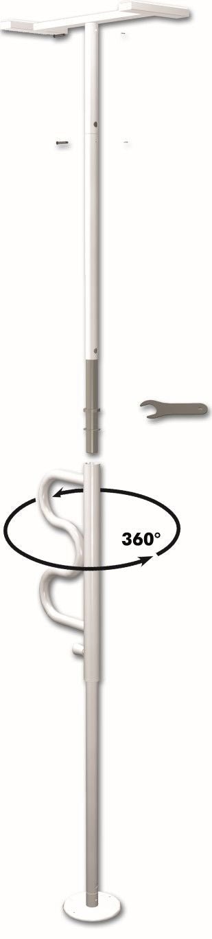 "Security Pole" - Gulv til loft sikkerhedsgreb med 360° rotation. Sikker & let at montere. - Seniorpleje - Støttehåndtag - Rehastage - RST-POLE1100 - - -