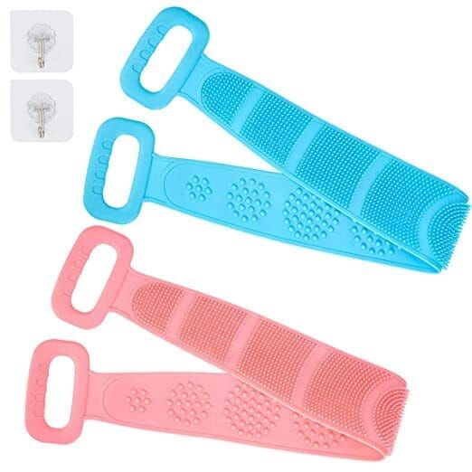 Smart silikone rygskrubber til bad - 2 sider & håndtag. Allergivenlig (11 x 76 cm) - Seniorpleje - Diverse badeværelsestilbehør - Seniorpleje - LERAMZ-03 - Rosa - -