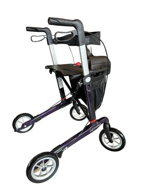 Ultra let kulfiber rollator - Smuk dyb LILLA. Kun 5,5 kg. Sammenklappelig & transportabel - Seniorpleje - Udendørs rollator - Mobilex - MBX-312408 - Large/ 62 cm -Dyb lilla -