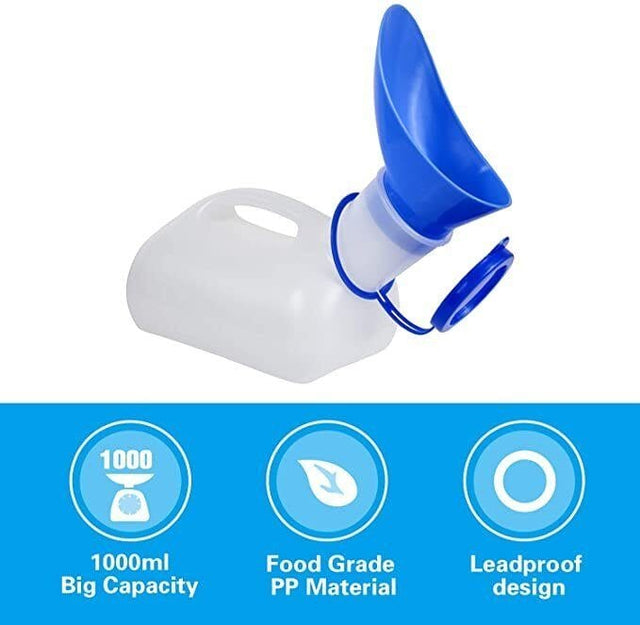 Urinkolbe 1000ml - Unisex, transportabel med håndtag og vandtæt låg. Camping. - Seniorpleje - Urinaler - Seniorpleje - SPL-FON01 - - -