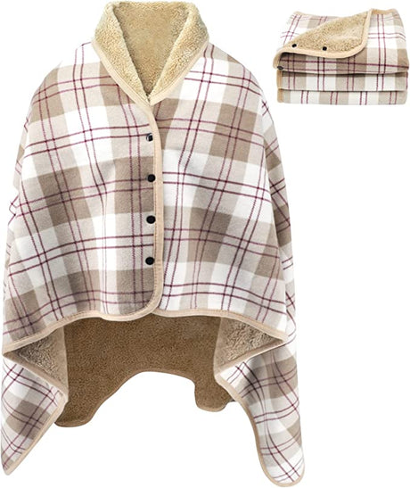 Varm indendørs hygge poncho - One size. Blød & lækker fleece med knapper. - Seniorpleje - Poncho - Seniorpleje - SPL-SHEP-01 - - -